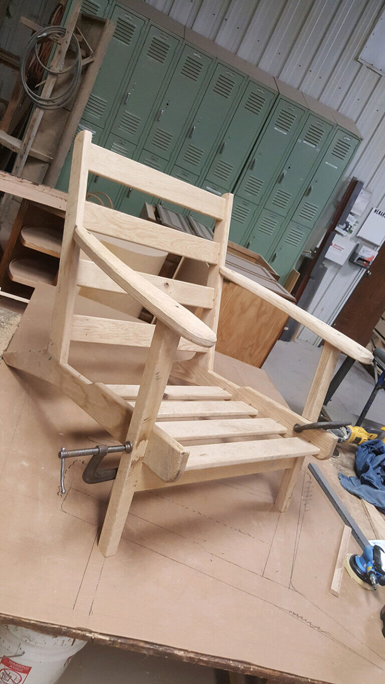 Wood chair in the shop