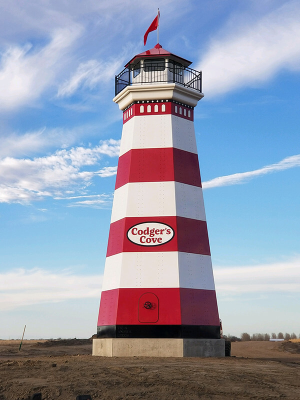 Red and white striped lighthouse