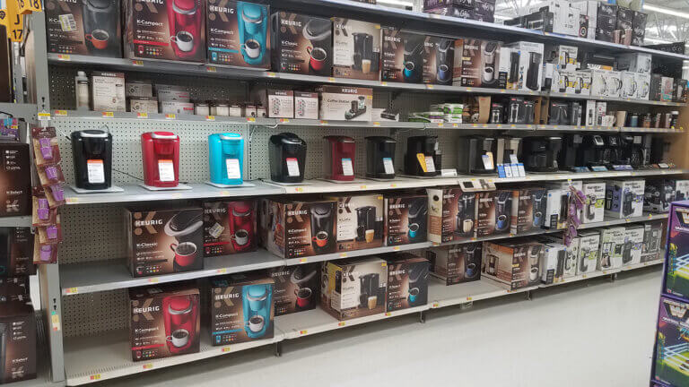 Lighted shelf displaying merchandise