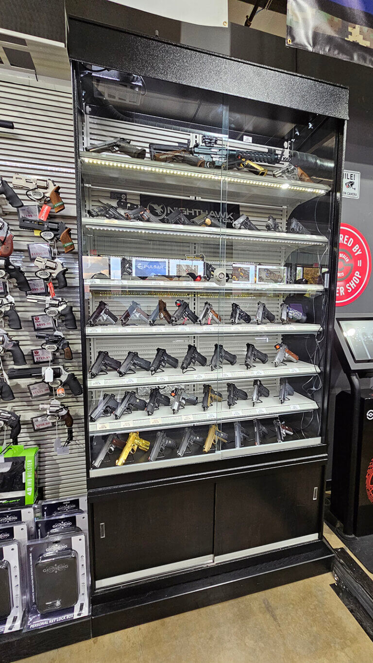 Glass case surround in retail store
