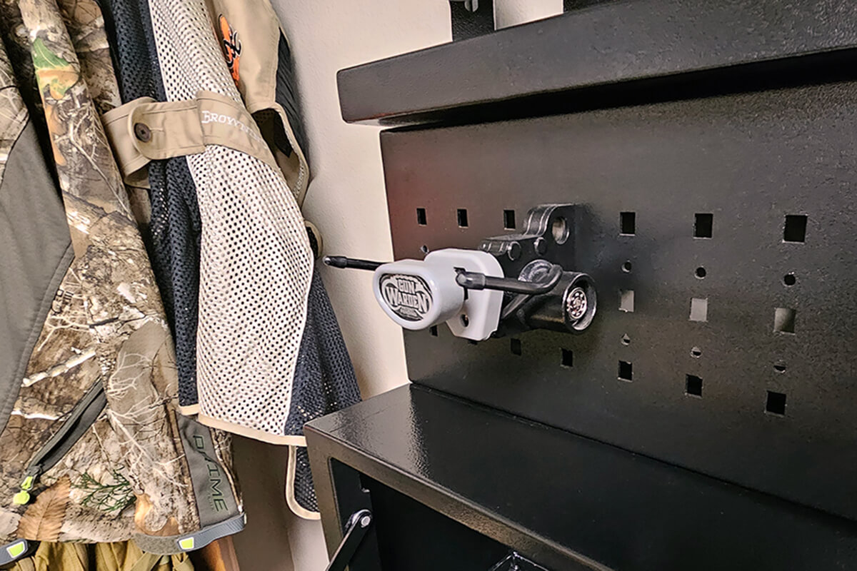 A pistol hanging configuration.
