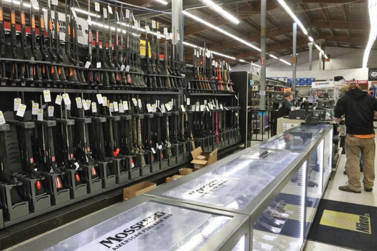 Retail store displaying firearms