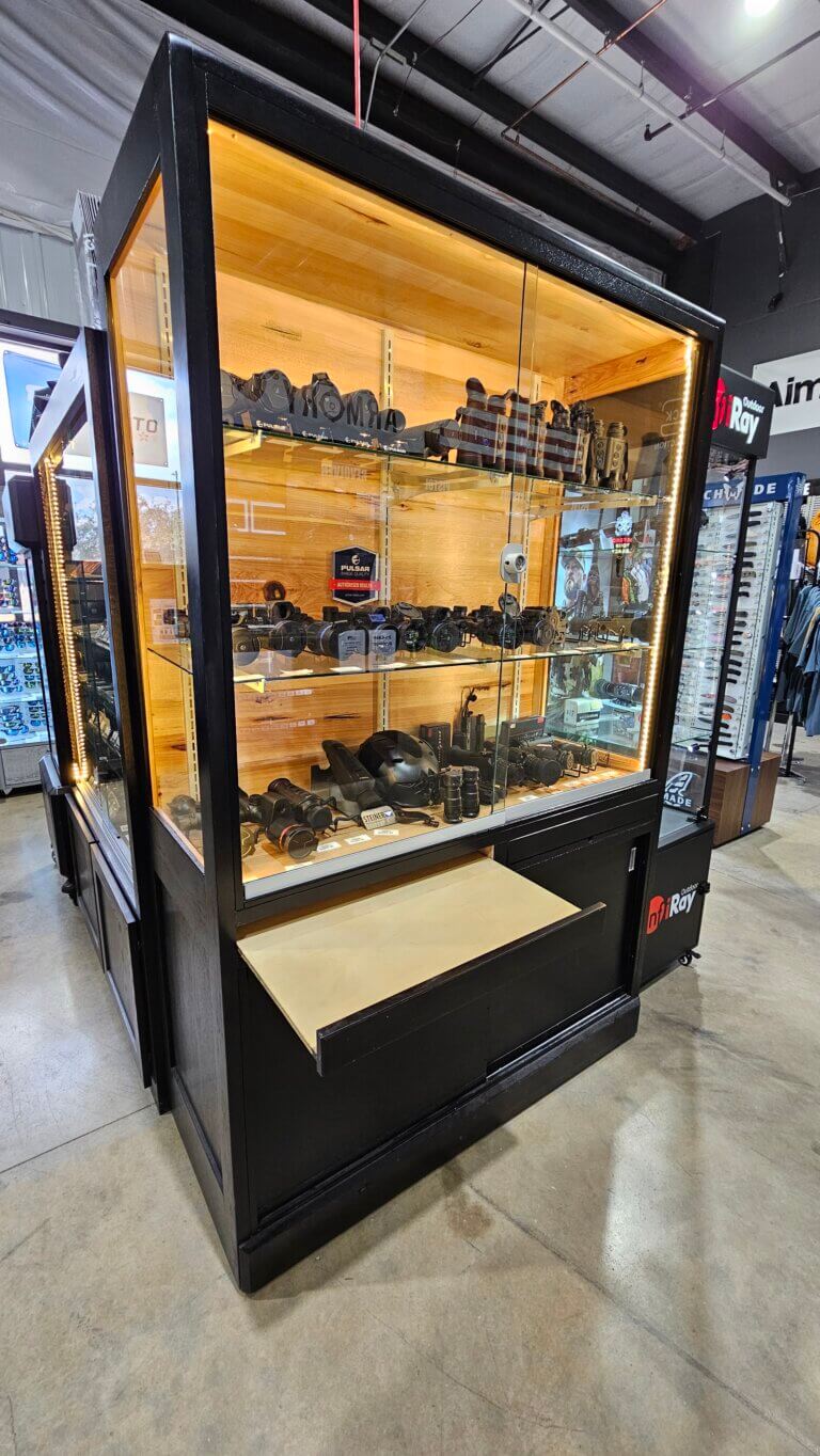 Conversation Case with Locking Storage and pull-out display shelf